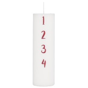 Ib Laursen Adventslys 1-4 hvid med rde tal