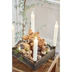 Ib Laursen Adventstage til 4 bedelys med hulmnster i siderne og fast bund
