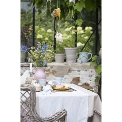 Ib Laursen Apotekerglas stor til bedelys med rattanflet, mundblst H: 16,5 : 12