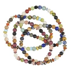 Ib Laursen Armbnd natursten og sm metalperler p elastik, 4 varianter, 1 stk.