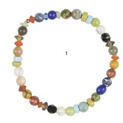 Ib Laursen Armbnd natursten og sm metalperler p elastik, 4 varianter, 1 stk.