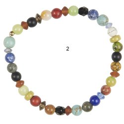 Ib Laursen Armbnd natursten og sm metalperler p elastik, 4 varianter, 1 stk.