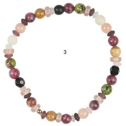 Ib Laursen Armbnd natursten og sm metalperler p elastik, 4 varianter, 1 stk.