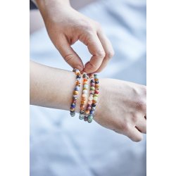 Ib Laursen Armbnd natursten og sm metalperler p elastik, 4 varianter, 1 stk.