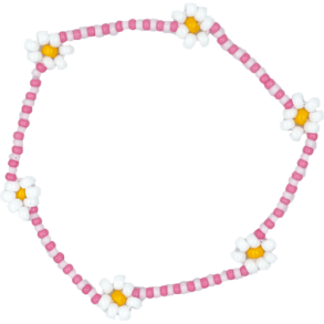 By Str Armbnd med sm blomster  Rosa