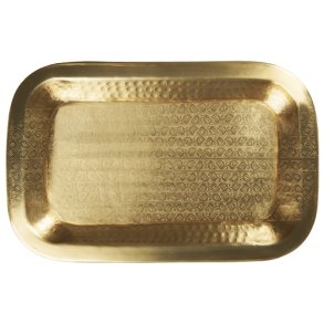 Ib Laursen Bakke firkantet med bladmnster antik messingfinish 28 x 43,5 cm.