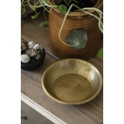 Ib Laursen Bakke med bladmnster antik messingfinish 11 cm.