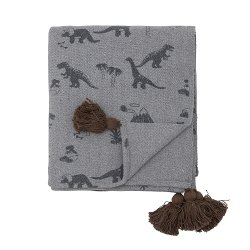 Bloomingville - Bongo Plaid, tppe, Bl, Genanvendt Bomuld 160x130 cm.