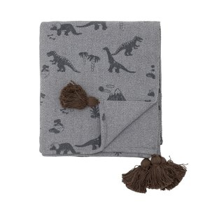 Bloomingville - Bongo Plaid, tppe, Bl, Genanvendt Bomuld 160x130 cm.