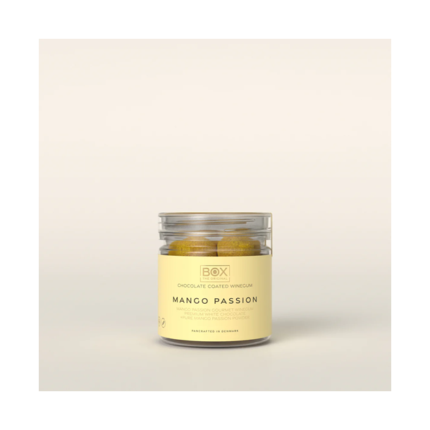 Box The Original - SMALL TUBE mango passion vingummi med hvid chokolade - 110g