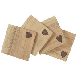 Ib Laursen - Brik til glas og flasker st a 4 med hjerte akacietr 10x10 cm.