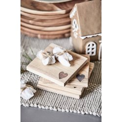 Ib Laursen - Brik til glas og flasker st a 4 med hjerte akacietr 10x10 cm.