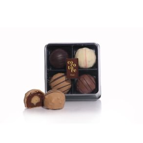 Cocoture -4 stk. tr�ffelkugler (1 af hver variant) hvid, dulce, fl�de, m�rk - ca. 190g.