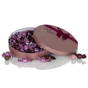 Cocoture Ca. 650g chokoladekugler mix i lyser�d &  bordeaux i stor flad hatte�ske