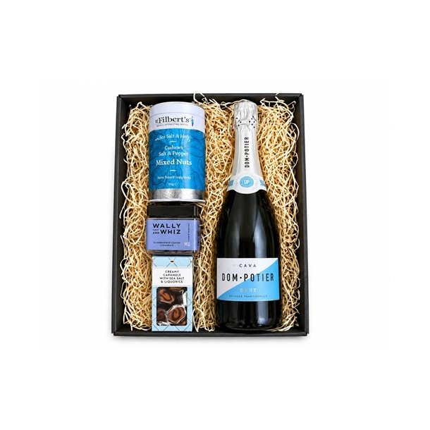 Gave�ske med cava, karamel, n�dder og vingummi