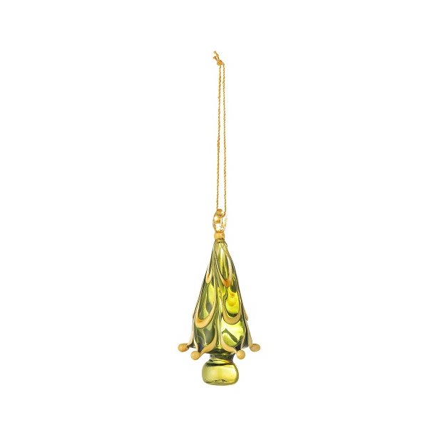 Bloomingville Cherlyn Ornament, Grn m. gult mnster, Glas, 7,5cm.