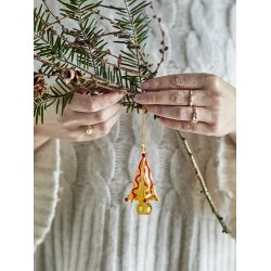 Bloomingville Cherlyn Ornament, gul, Glas, 7,5cm.