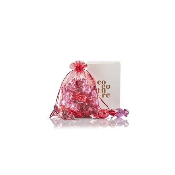 Cocoture - 350g. mixet Cocokugler,mrkerd,lyserd,bordeaux i rd giftbags i Cocoturebox