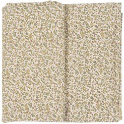 Ib Laursen - Dug Eva natur med grnne, rde og gule blomster 140x140 cm