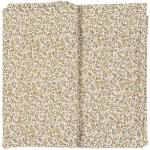 Ib Laursen - Dug Eva natur med grnne, rde og gule blomster 140x140 cm