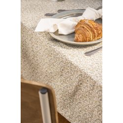 Ib Laursen - Dug Eva natur med grnne, rde og gule blomster 140x140 cm