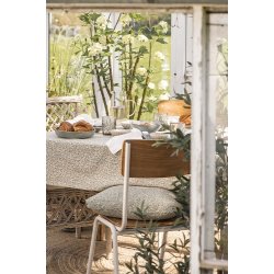 Ib Laursen - Dug Eva natur med grnne, rde og gule blomster 140x140 cm