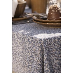 Ib Laursen - Dug Leonora med bl blomsterranker 140x140 cm