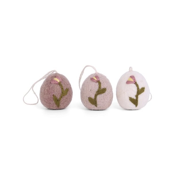 Gry &amp; Sif - g med broderet Tulipan - Set of 3