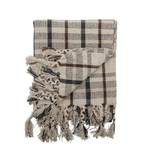 Bloomingville Ekin Plaid, Natur, Genanvendt Bomuld 150x120cm