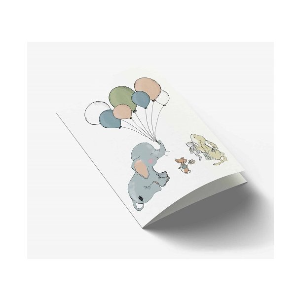 Mouse &amp; Pen - Elephant balloon lille A7 kort