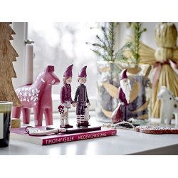 Bloomingville - Nissepar Elion Deko, Rd, Polyresin 12,5 cm.