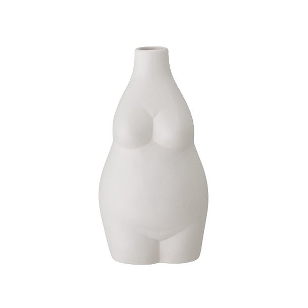 Bloomingville Elora Vase, Hvid, Stentj 18 cm 