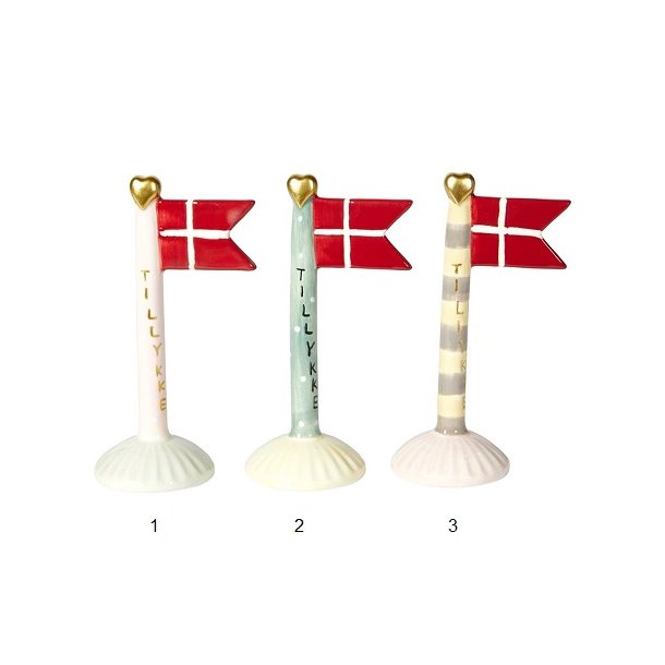 Speedtsberg TILLYKKE flag 3 ass,, 1 stk. - 14 cm - keramik 