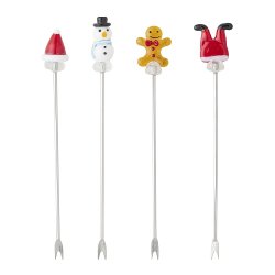 Bloomingville Feliz Cocktail Gaffel, R�d, Glas, s�t af 4 stk.