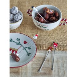 Bloomingville Feliz Cocktail Gaffel, R�d, Glas, s�t af 4 stk.