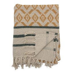 Bloomingville - Fini Plaid, Gul, Genanvendt Bomuld 160x130 cm.