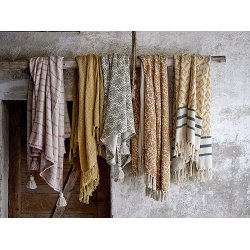 Bloomingville - Fini Plaid, Gul, Genanvendt Bomuld 160x130 cm.