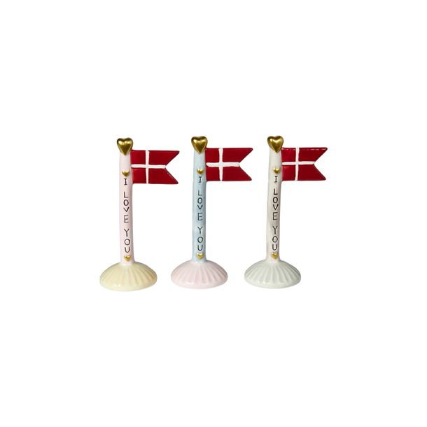Speedtsberg flag "I love you" 3 forskellige, 1 stk. - 14 cm - keramik 
