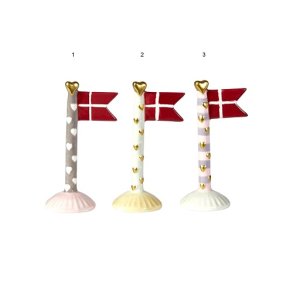 Speedtsberg flag med hjerte 3 forskellige, 1 stk. - 14 cm - keramik 