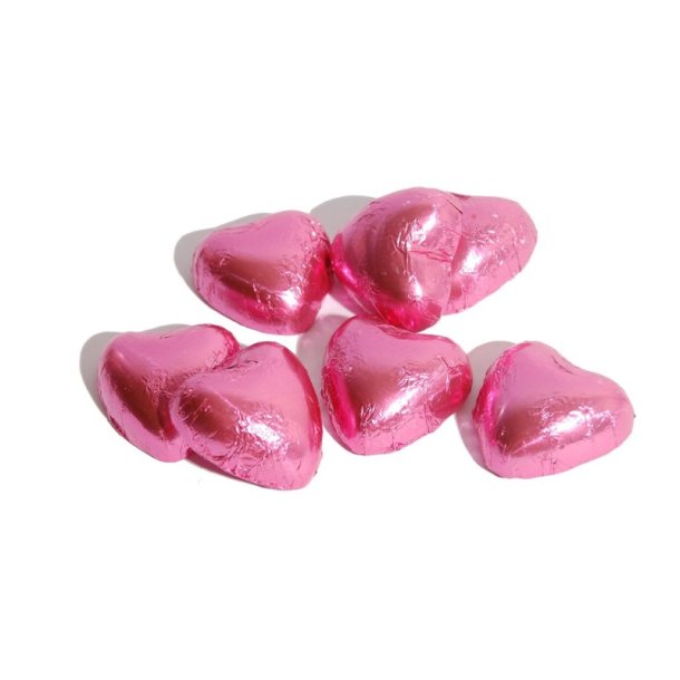 Cocoture - Flde chokolade hjerte i pink folie 1 stk.