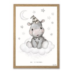 Mouse &amp; Pen A3 plakat - Flodhest - Be Strong