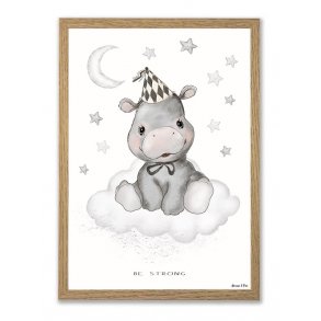 Mouse & Pen A3 plakat - Flodhest - Be Strong