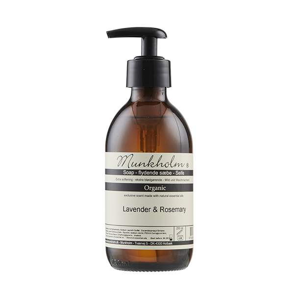 Munkholm Organic flydende sbe,  Lavender &amp; Rosemary 250 ml.