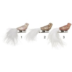 Ib Laursen Fugl med fjer og clips 3 ass farver, 1 stk.