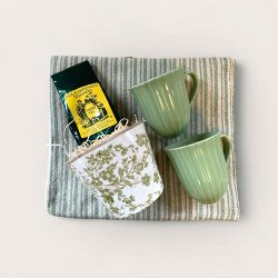 Gave - Grn plaid, krus, te og potte