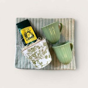 Gave - Grn plaid, krus, te og potte