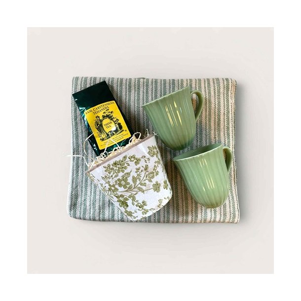 Gave - Grn plaid, krus, te og potte