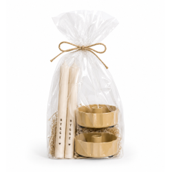Ib Laursen lys gul / Wheat straw stage og 2 stk. HYGGE kertelys