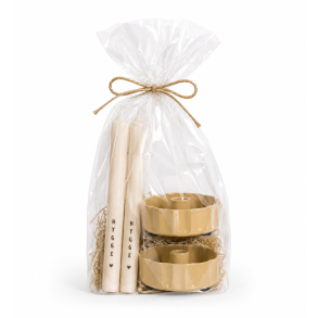 Ib Laursen lys gul / Wheat straw stage og 2 stk. HYGGE kertelys