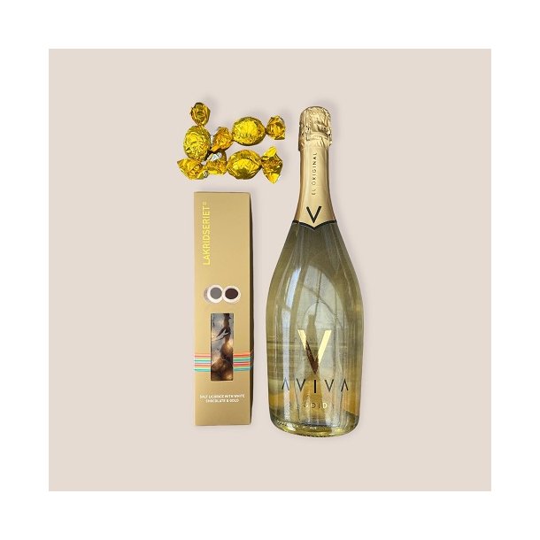 Guld gavekurv  med Avivia, lakrids og chokolade